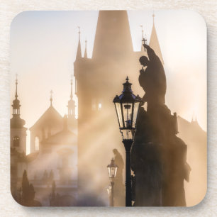 Charles Bridge in the Sunrise Hard plastic coaster