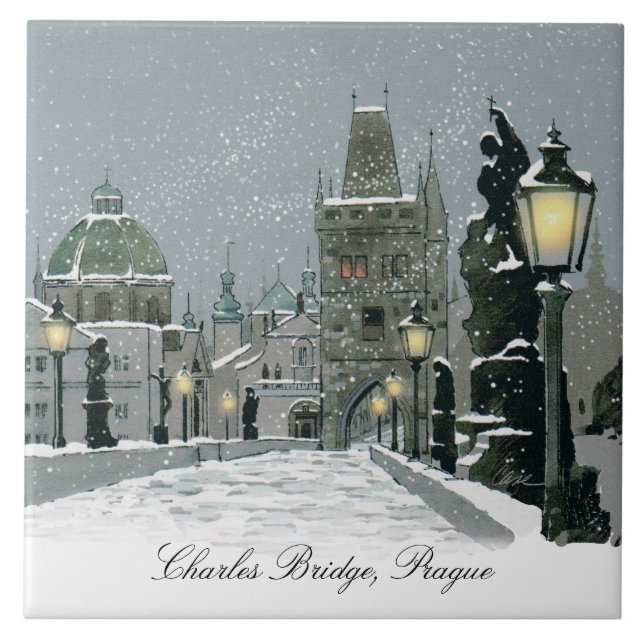 Charles Bridge large ceramic tile (Front)