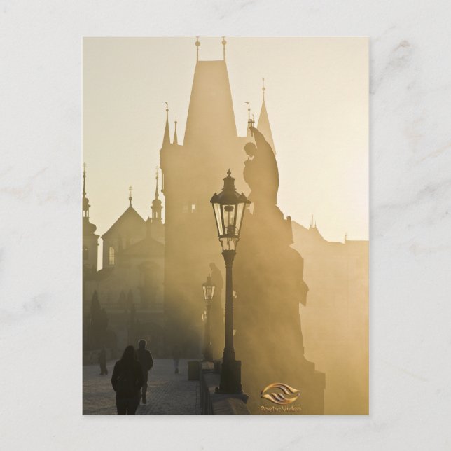 Charles Bridge Morning Fog Prague Postcard (Front)