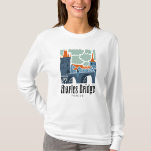 Charles Bridge Prague Czech abstract travel floral T-Shirt