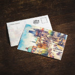 Charles Bridge Prague Czech Republic Postcard<br><div class="desc">This postcard features a watercolor portrait of the Charles Bridge in Prague,  Czech Republic.</div>