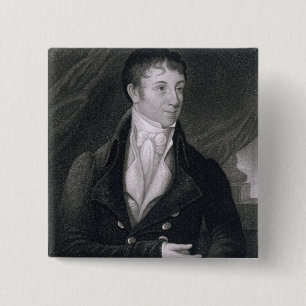 Charles Brockden Brown (1771-1810) engraved by Joh 15 Cm Square Badge