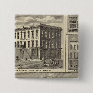 Charles City, and buildings 15 Cm Square Badge