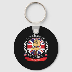 Charles Coronation English Bulldog In A Crown Key Ring