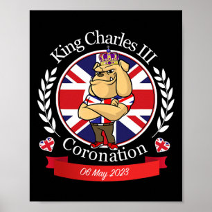 Charles Coronation English Bulldog In A Crown Poster