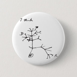 Charles Darwin - I Think (Black) 6 Cm Round Badge