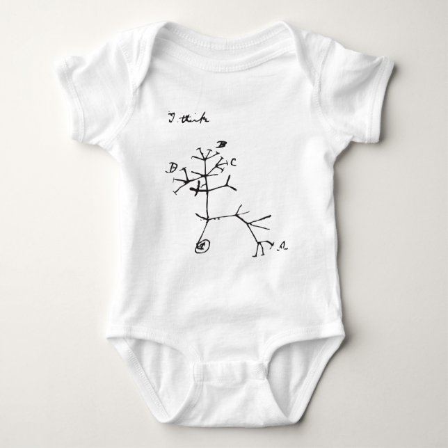 Charles Darwin - I Think (Black) Baby Bodysuit (Front)