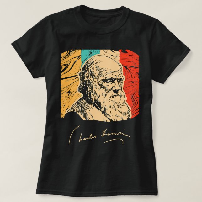Charles Darwin Naturalist Biologist Scientist Retr T-Shirt (Design Front)