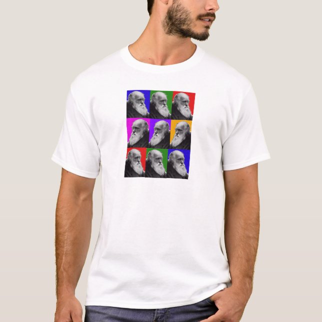 Charles Darwin Pop Art Gifts for All Ages T-Shirt (Front)