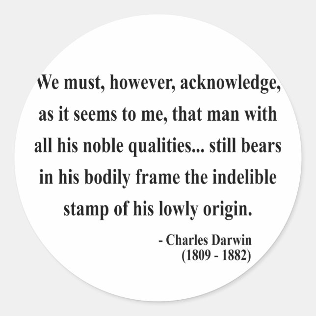Charles Darwin Quote 1a Classic Round Sticker (Front)