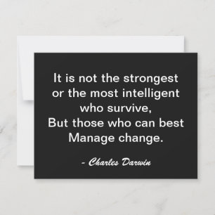 Charles Darwin Surviving Change Motivation Quote Card