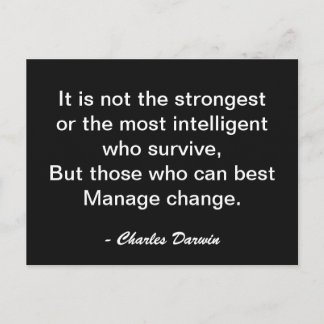 Charles Darwin Surviving Change Motivation Quote Postcard