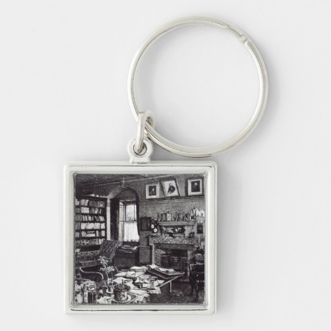 Charles Darwin's study at Down House, 1882 Key Ring (Front)