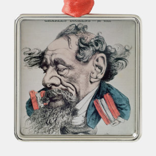 Charles Dickens astride the English Channel Metal Ornament