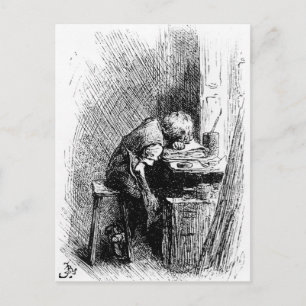Charles Dickens at the Blacking Factory an Postcard