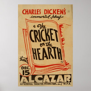 Charles Dickens Cricket On The Hearth Vintage WPA Poster
