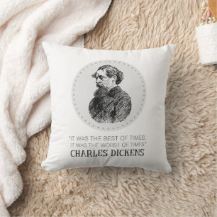 Charles Dickens Portrait and Quote Cushion