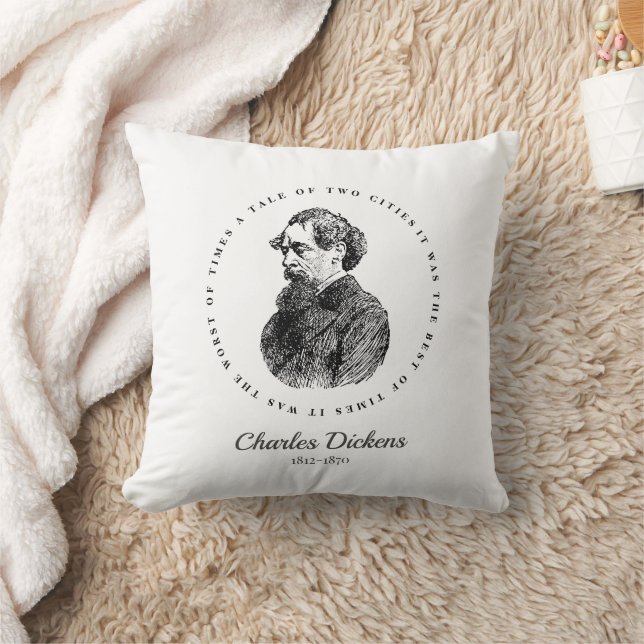 Charles Dickens Portrait and Quote Cushion (Blanket)
