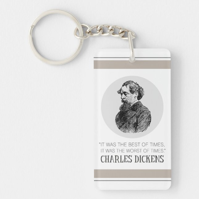 Charles Dickens Portrait and Quote Key Ring (Front)