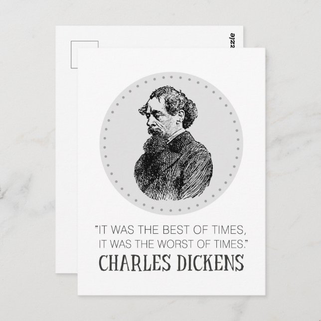Charles Dickens Portrait and Quote Postcard (Front/Back)