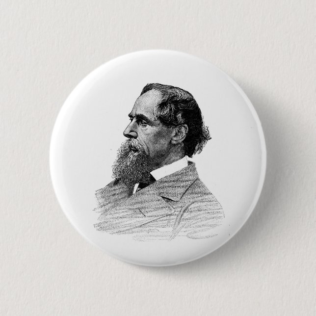 Charles Dickens Profile 6 Cm Round Badge (Front)