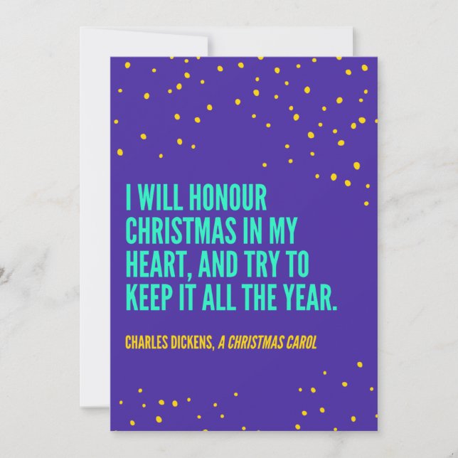 Charles Dickens Quote for Christmas Eve Holiday Card (Front)