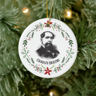 Charles Dickens Victorian Author Portrait Vintage  Ceramic Ornament