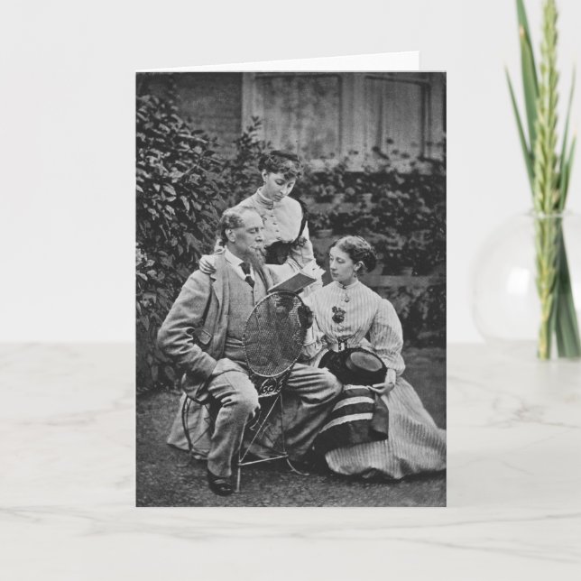 Charles Dickens with two of his daughters Card (Front)