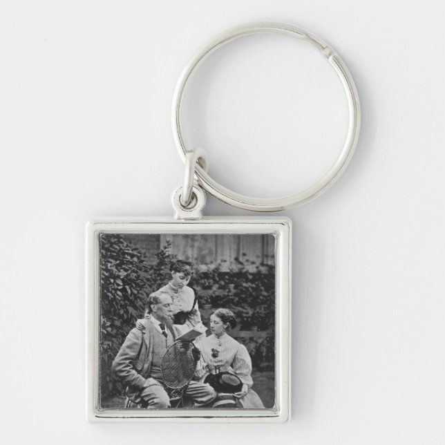 Charles Dickens with two of his daughters Key Ring (Front)