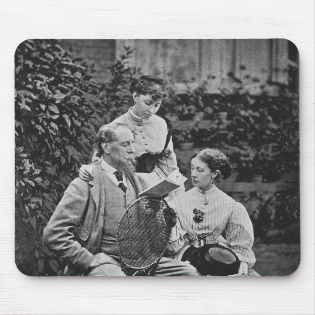 Charles Dickens with two of his daughters Mouse Pad (Front)