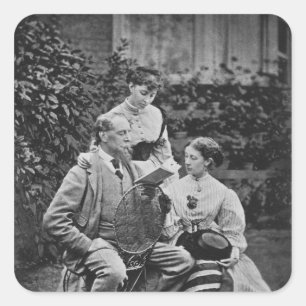 Charles Dickens with two of his daughters Square Sticker