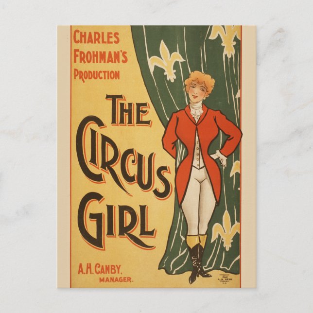 Charles Frohman's Production, The Circus Girl Postcard (Front)