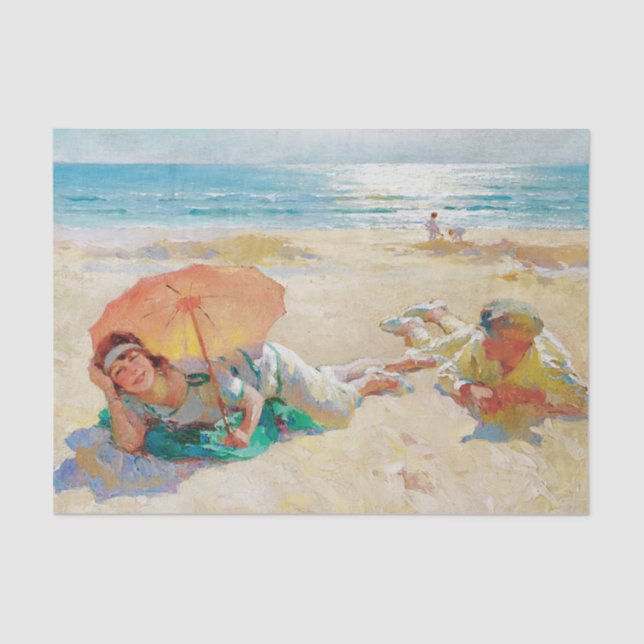 Charles Garabed Atamian 1920's Couple at the Beach Tissue Paper (Front)