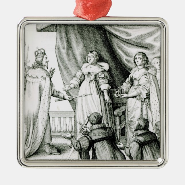 Charles I being given the sceptre and crown Metal Ornament (Front)