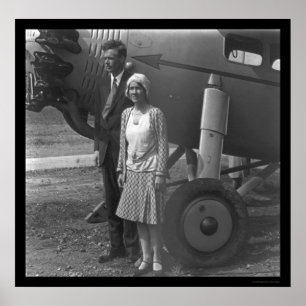 Charles Lindbergh and Wife next to Aeroplane 1929 Poster