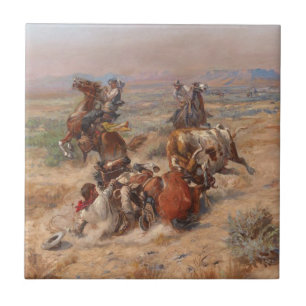Charles M. Russell  The Strenuous Life     Ceramic Tile