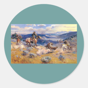 Charles M. Russell's Loops and Swift Horses (1916) Classic Round Sticker