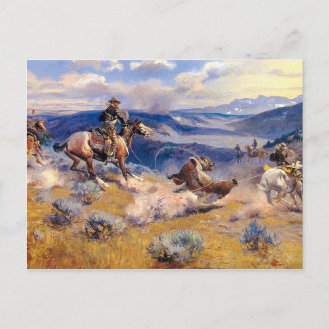 Charles M. Russell's Loops and Swift Horses (1916) Postcard (Front)