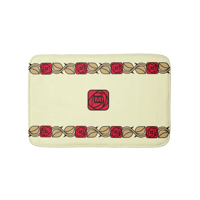 Charles Mackintosh Arts & Crafts Style Rose Frieze Bath Mat (Front)