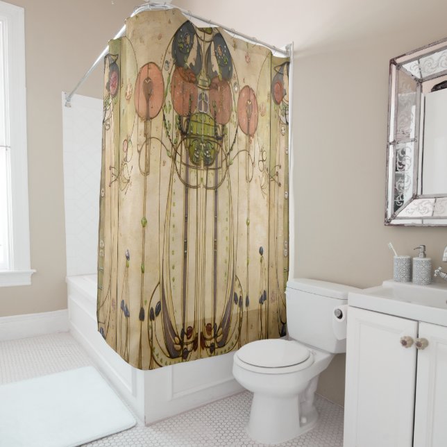 Charles Mackintosh - The Wassail - Art Nouveau Shower Curtain (In Situ)