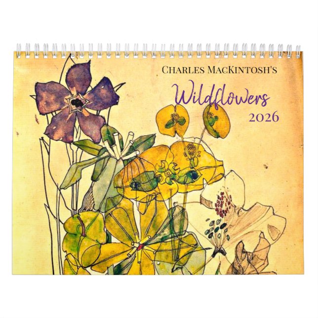 Charles Mackintosh's Watercolor Wildflowers 2026  Calendar (Cover)