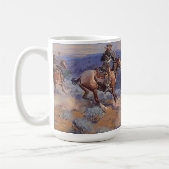 Charles Marion Russell - Loops And Swift Horses Coffee Mug (Left)