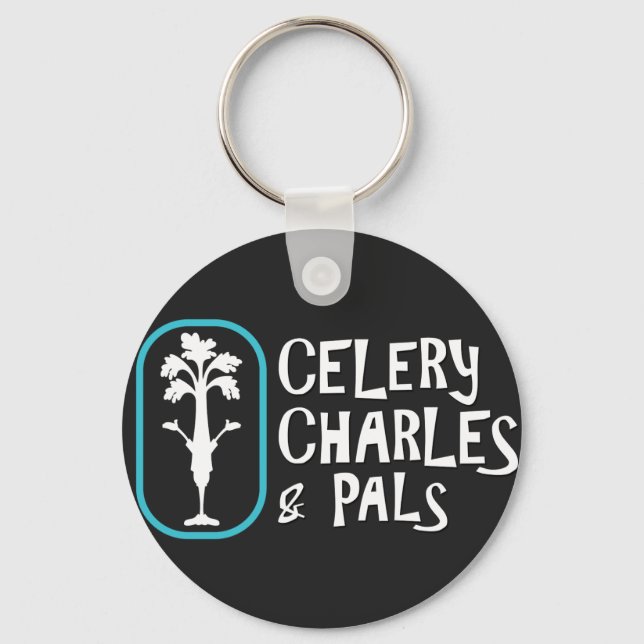 'Charles & Pals' Black Button Keychain (Front)