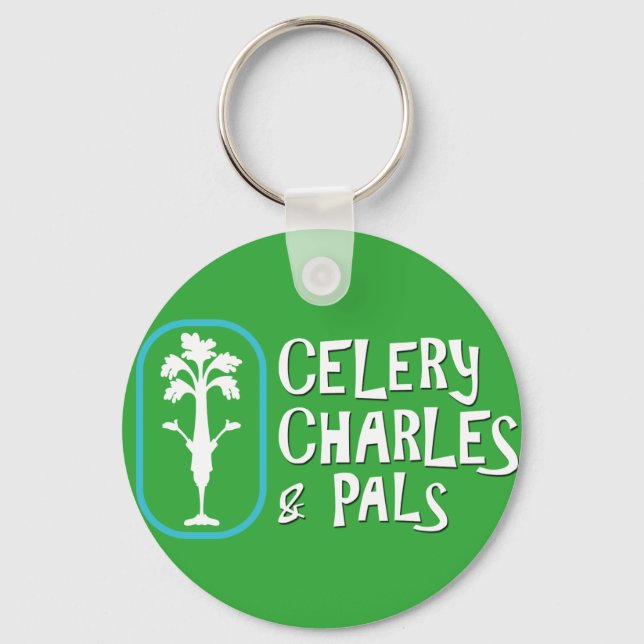'Charles & Pals' Green Button Keychain (Front)
