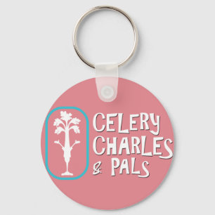 'Charles & Pals' Pink Button Keychain