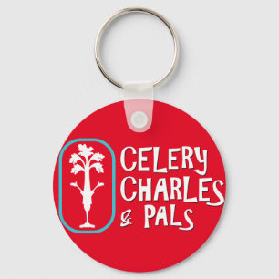 'Charles & Pals' Red Button Keychain