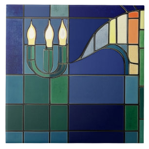 Charles Rennie Mackintosh Candles - Left Side  Ceramic Tile