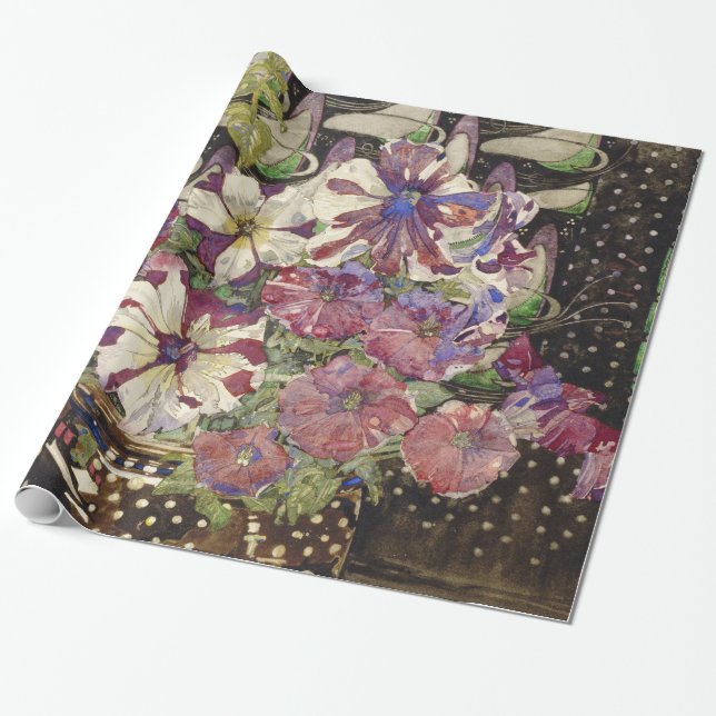 Charles Rennie Mackintosh - Petunias Wrapping Paper (Unrolled)