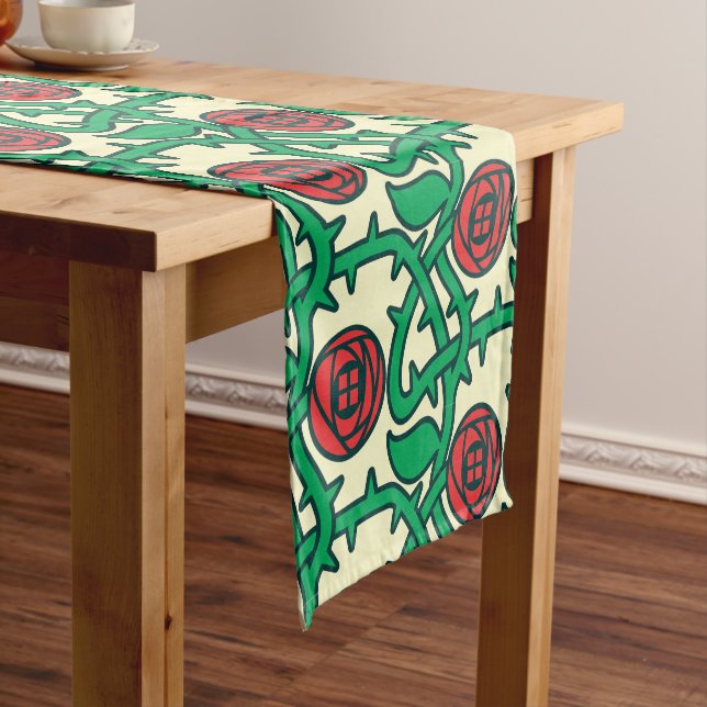 Charles Rennie Mackintosh Rose Pattern Short Table Runner (In Situ)