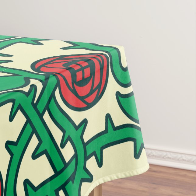 Charles Rennie Mackintosh Rose Pattern Tablecloth (In Situ)